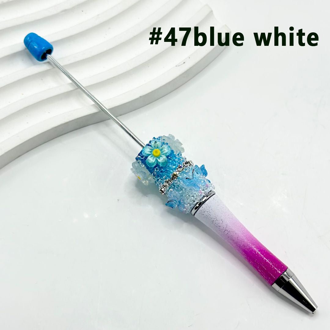 Sugar Wrap Beadable Pens in Ombre Colors with Resin Small Flowers Butterflies and Clear Rhinestones