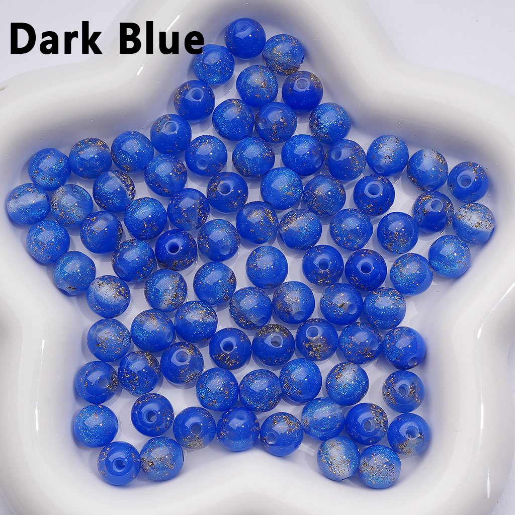 Mini Multi-Color Glitter Gold Foil Paper Inside Round Acrylic Beads, 10MM