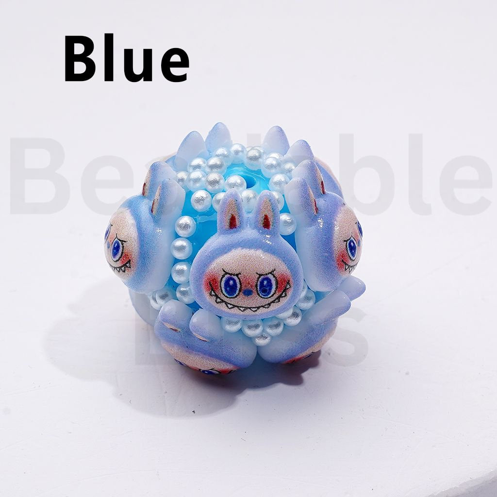 Cute  L-B-B Monster Pop Mar White Pearls Round Acrylic Beads in Solid Color, Around 20*23MM