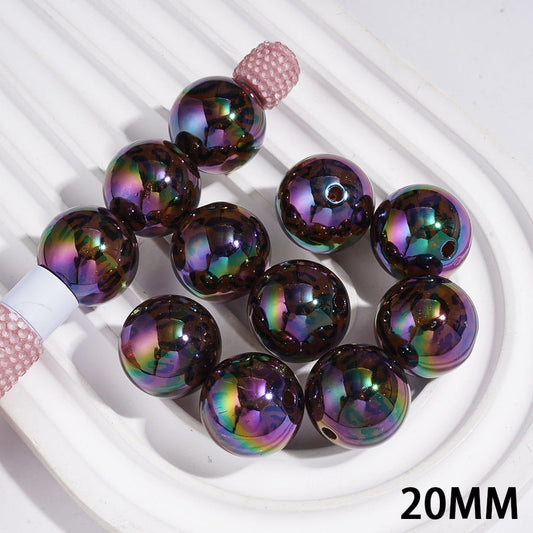 Acrylic Beads UV Coating Glitter Black Leopard Jaguar Prints 20MM