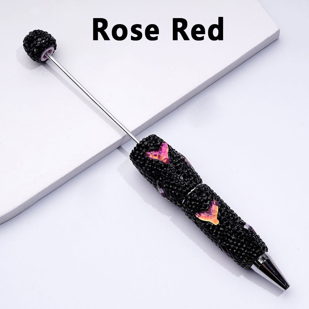 Beadable Clay Pens with Cute Clear Colorful Fish Tails Black Rhinestones Covered the Entire Pen