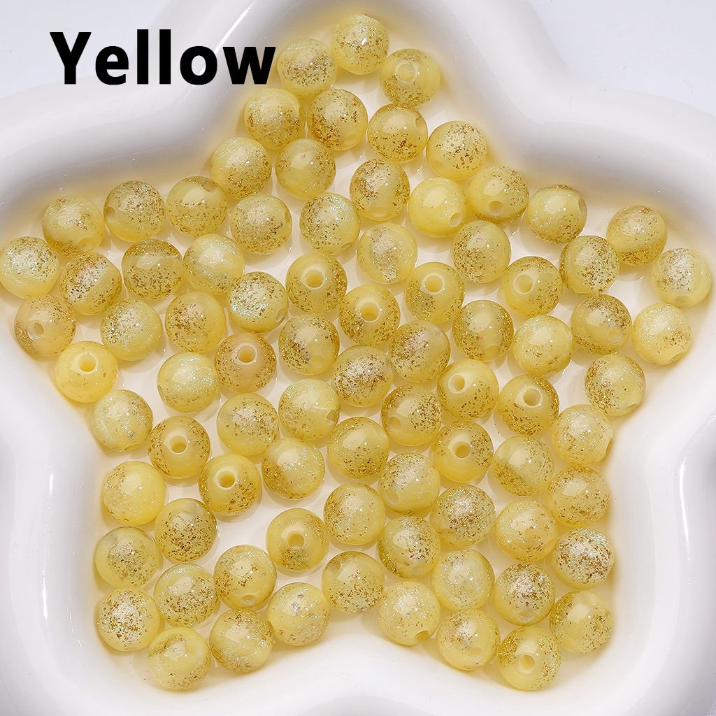 Mini Multi-Color Glitter Gold Foil Paper Inside Round Acrylic Beads, 10MM