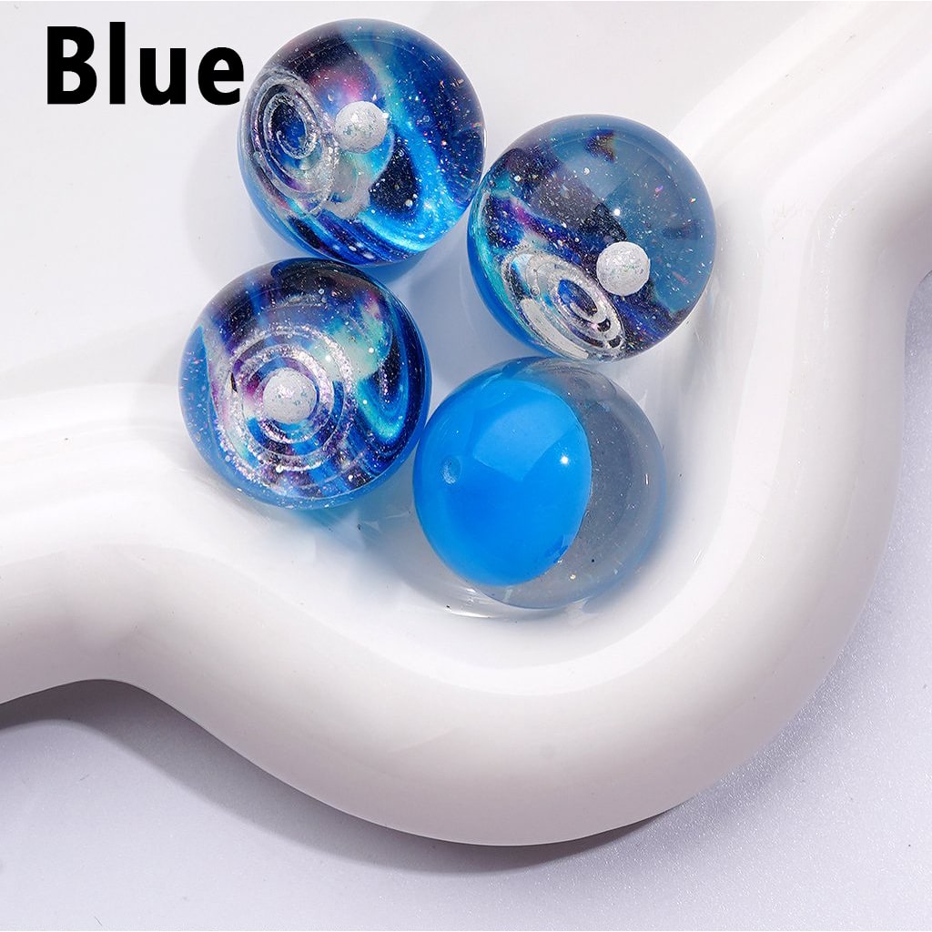 Large Exquisite Luminous Universe Galaxy Planet Space Inside Clear Glitter Round Acrylic Beads, 20MM