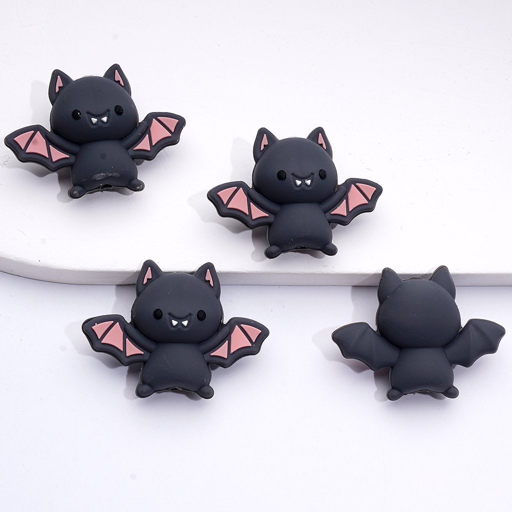 3D Cute Halloween Series Ghost Pumpkin Haunted House Bat Wizard Hat Silicone Focal Beads