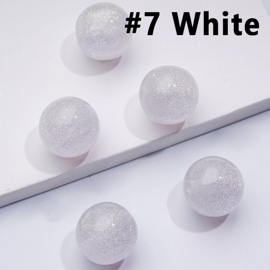 Shiny Glossy Glitter Colorful Round Acrylic Beads, 12MM