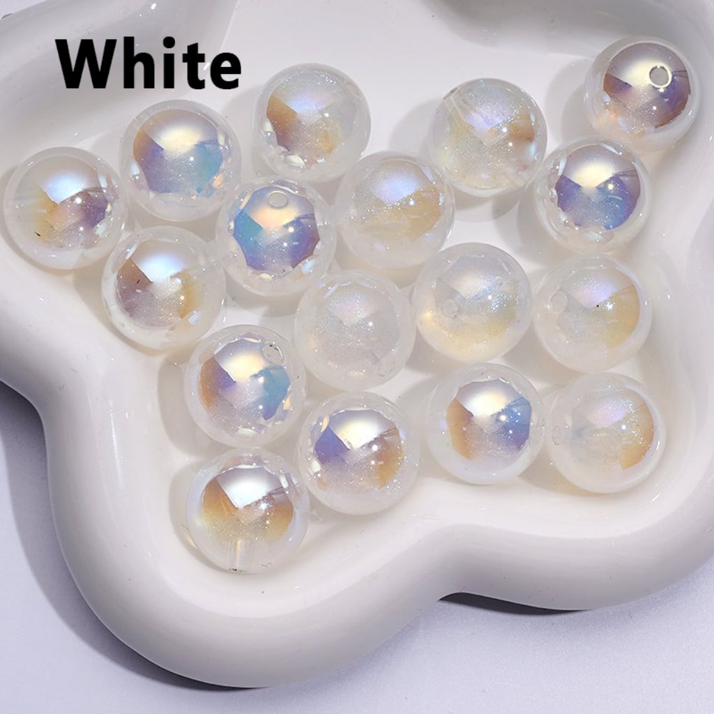 UV Coating Luminous Glossy Glitter Galaxy Round Acrylic Beads, 20MM