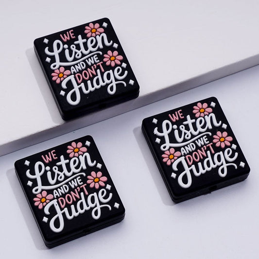 We Listen and We Don't Judge Mini Pink Flowers Silicone Focal Beads