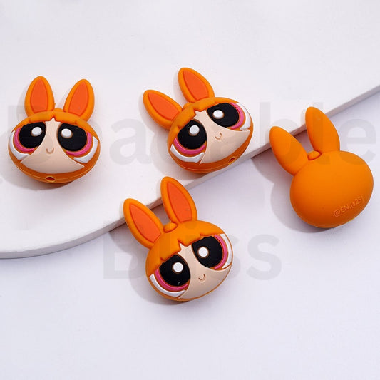 3D Cute Powerpuf Girls Blosso Silicone Focal Beads