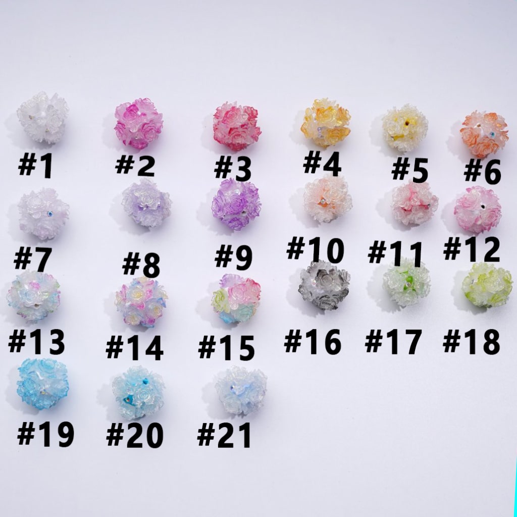 Color Changing Cute Glitter Soft Flowers AB Rhinestones Round Clay Beads, Around 24MM