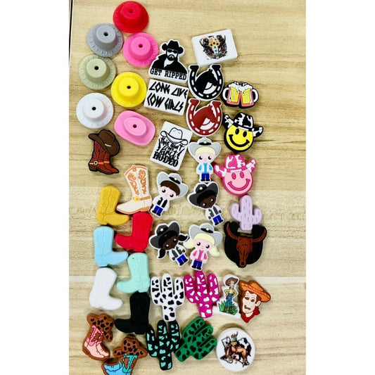 Cowboy Cowgirl Sheriff Silicone Focal Beads - READ DESCRIPTION
