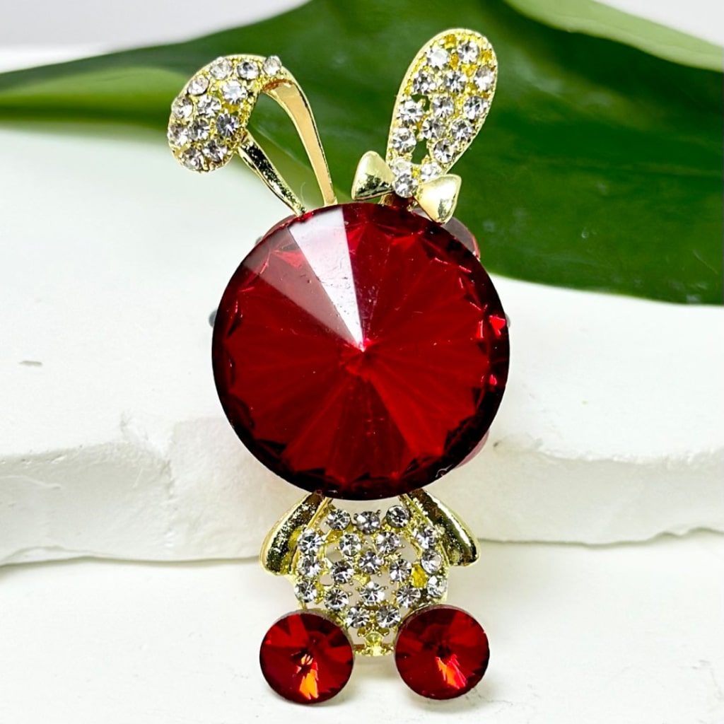 Bling Bling Fancy Gold Alloy Bunny Rabbit with Mini Clear Rhinestones ...