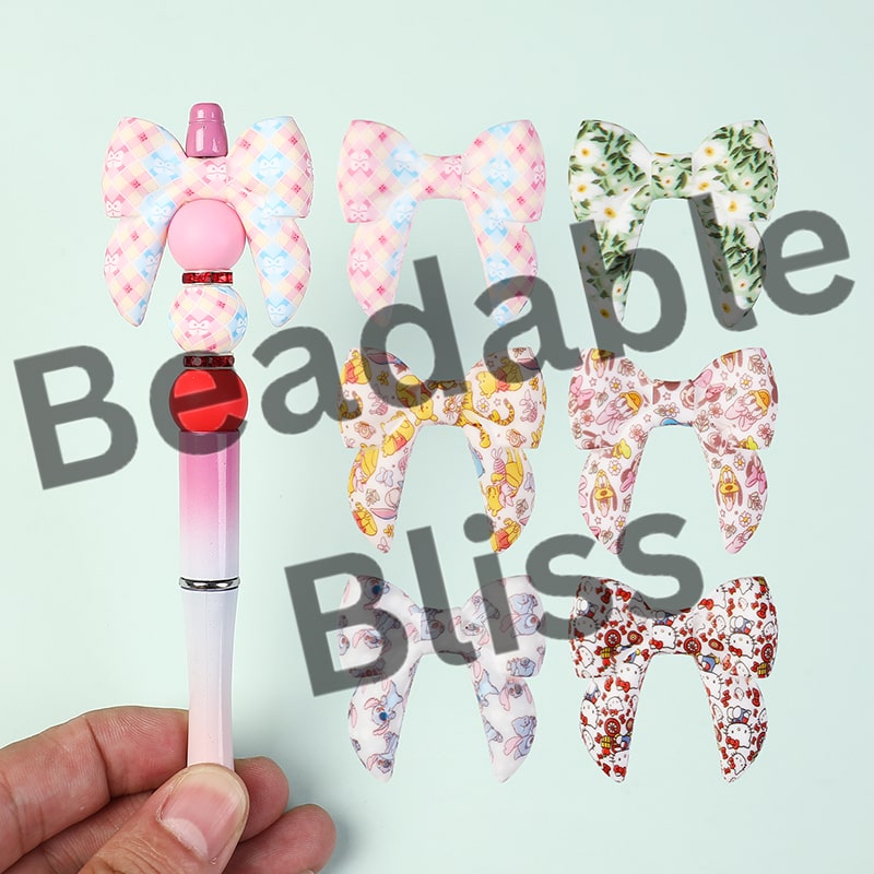 Silicone Focal Beads 3D Bowtie Shape in Various Prints and Styles