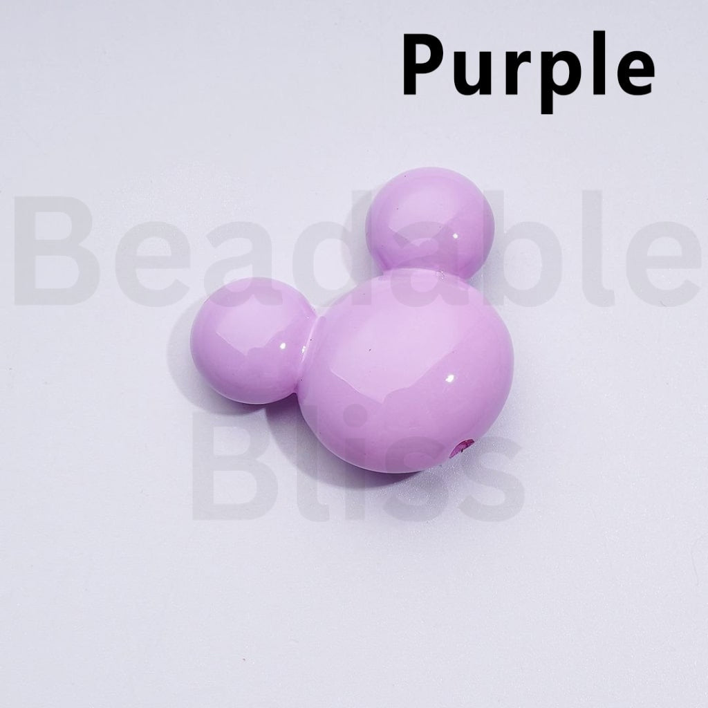 Vivid Cute Solid Color Disne Micke Minni Mouse Head Acrylic Beads, Around 32*27*12MM