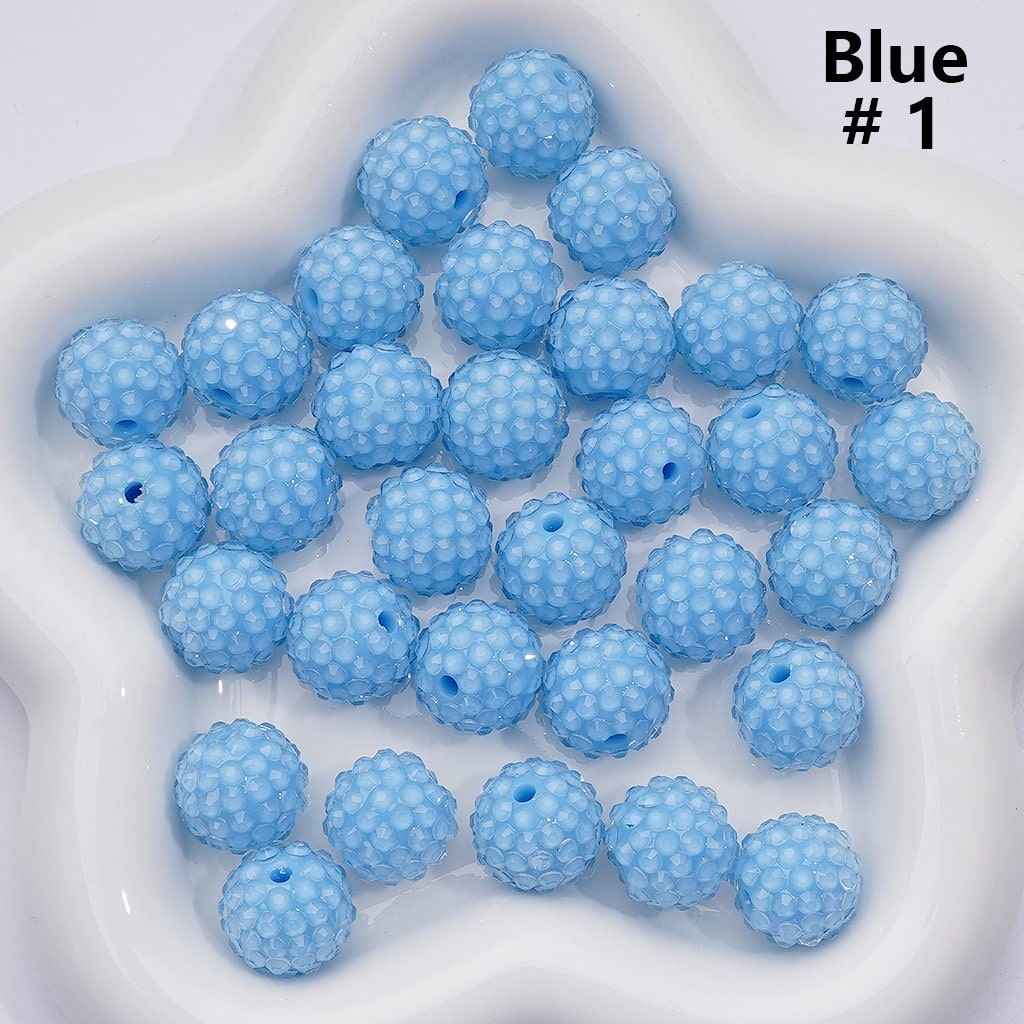 Clear Color Rhinestones Waxberry Ball Round Acrylic Beads, 16MM