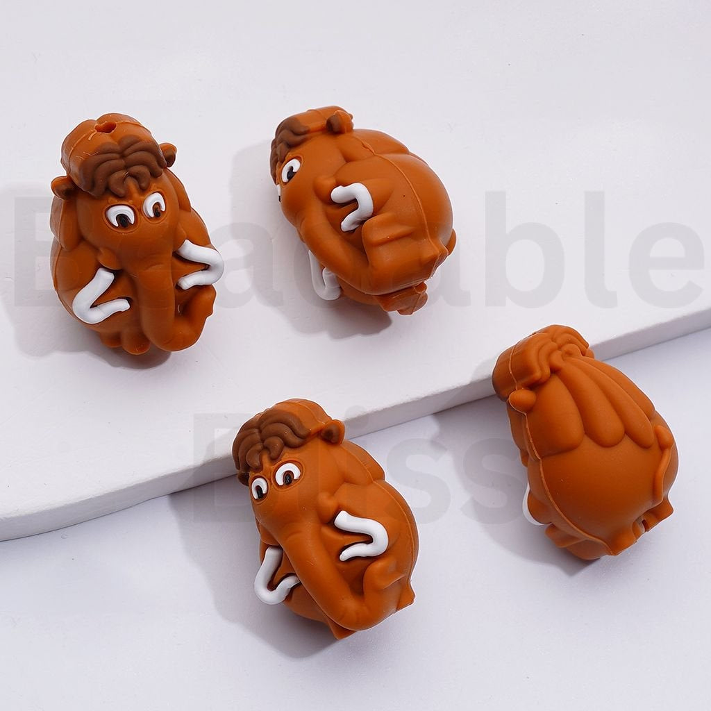 3D Cute Animals Squirrel Sloth Si Lion Ale Elephant Mann Penguin Skippe Saber-toothed Tiger Dieg Ice Ag Madgasca Silicone Focal Beads