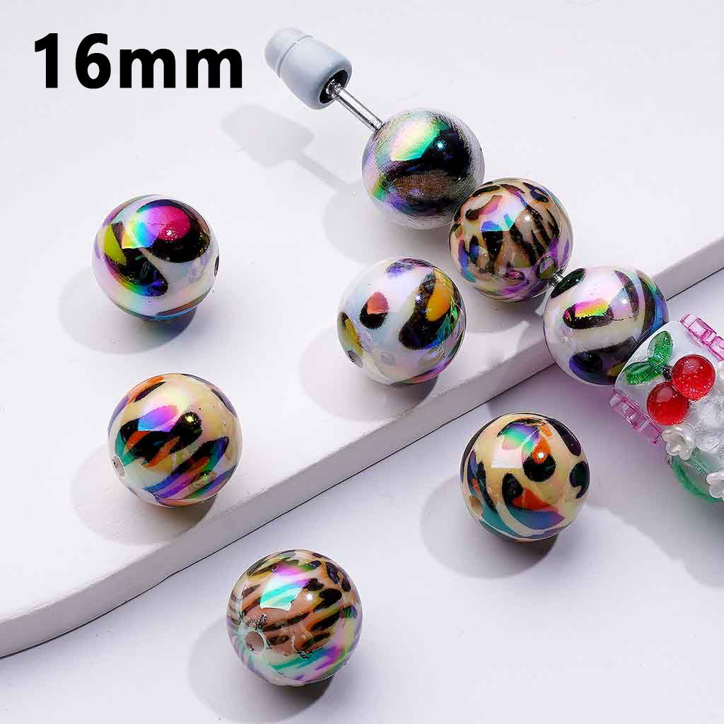 All Leopard Jaguar Cheetah Print Acrylic Beads, Random Mix 16mm,20mm