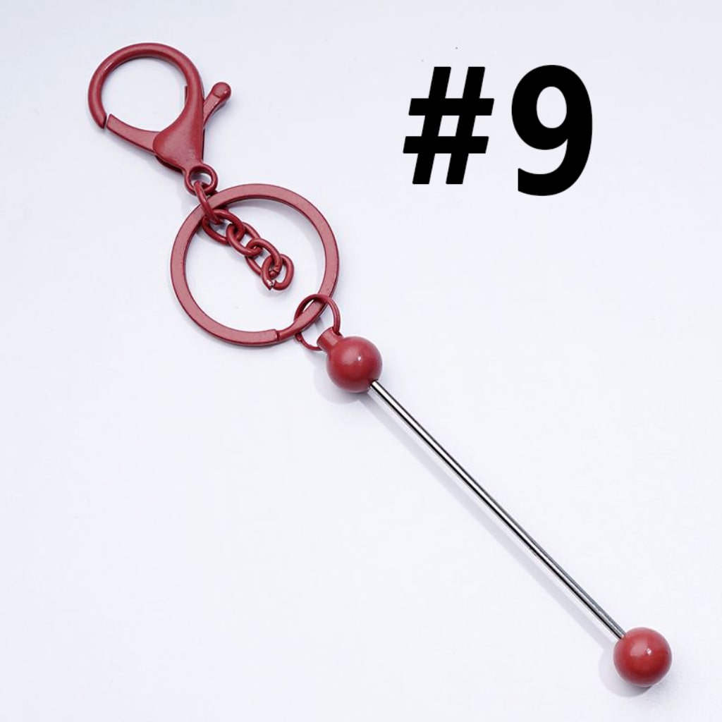 Classic Round Ball Style Beadable Metal Keychain with Bar and Lobster Clasp, Around 152MM Long (The Bottom Ball is Classic Round Ball Style)