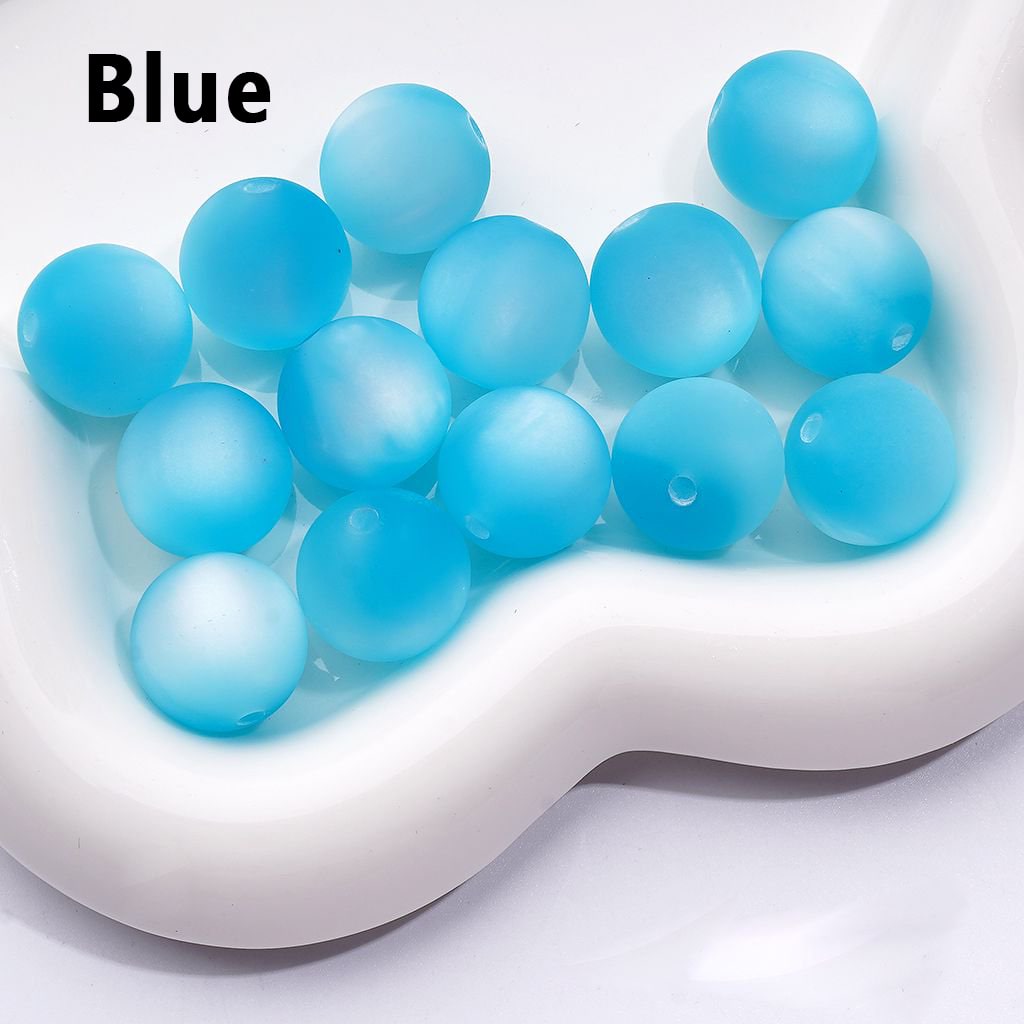 Frosted Matte Multi-Color Cat Eye Style Round Acrylic Beads, 16MM
