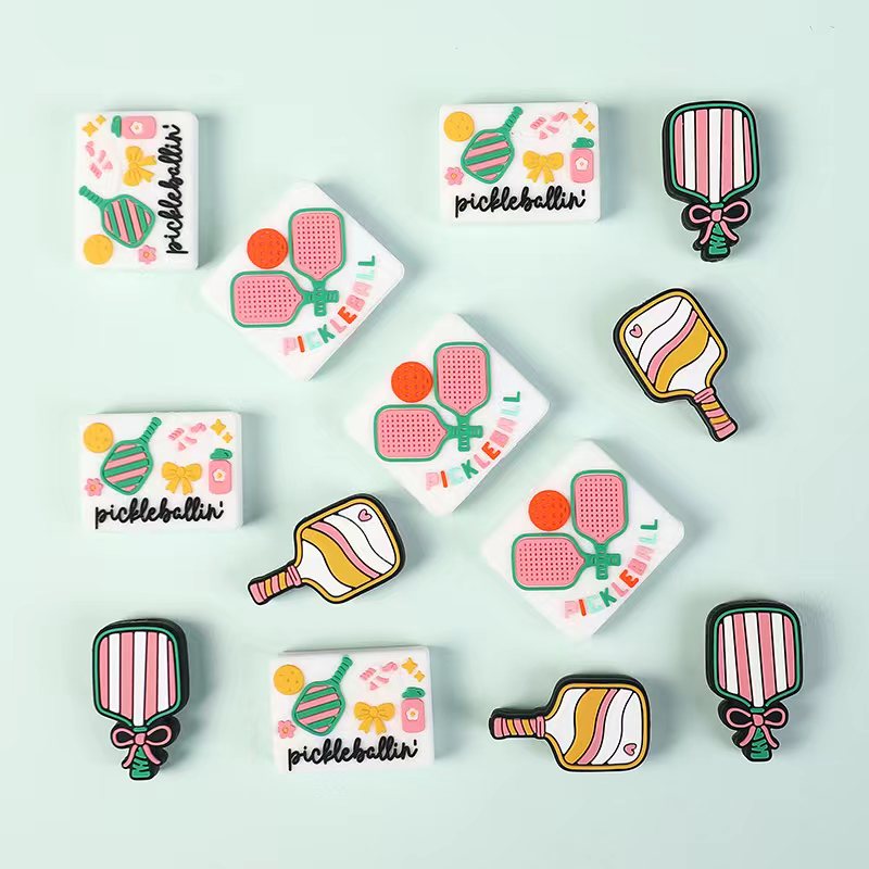 Silicone Focal Beads Pickle-Ball Series Pickleball Racket Theme