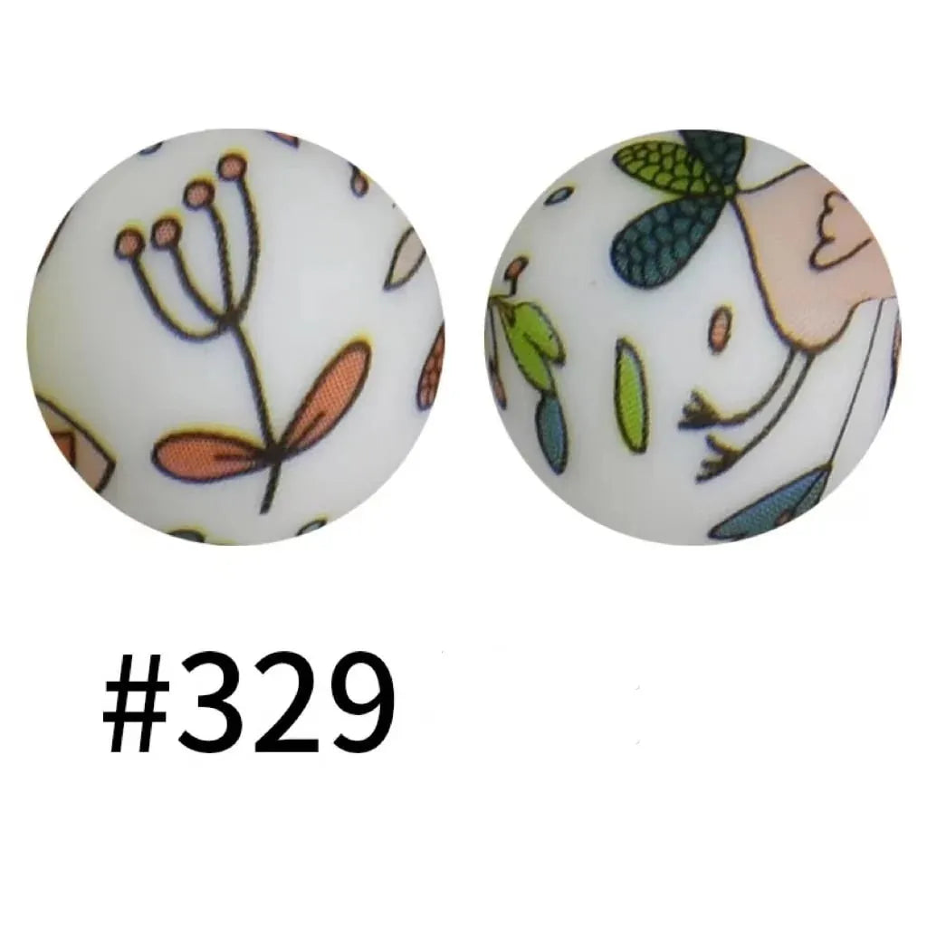 Printed Silicone Beads 15 mm