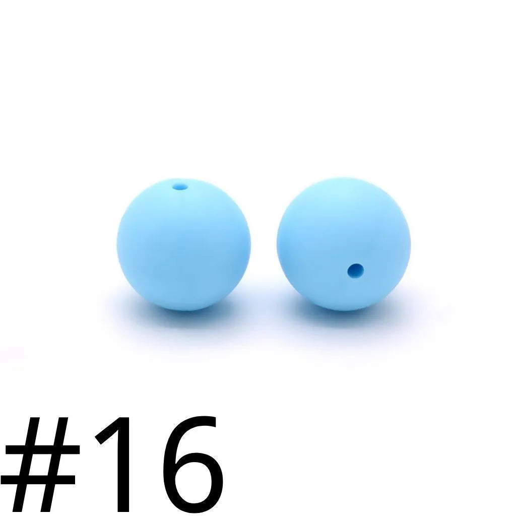 Silicone Beads, Solid Colors, 15 mm