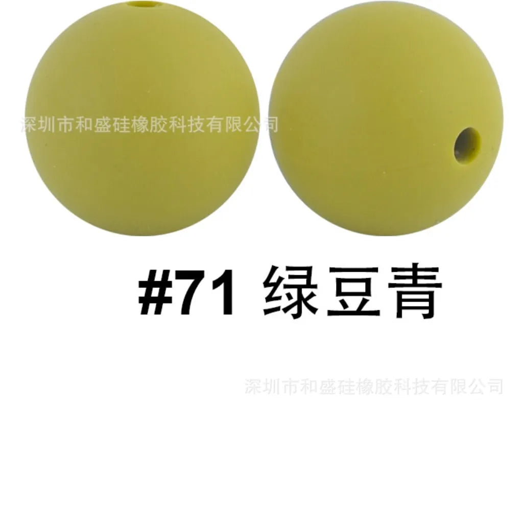 シリコンビーズ、ソリッドカラー、15 mm