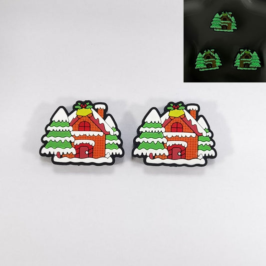 Luminous Cute Christmas House Tree Silicone Focal Beads