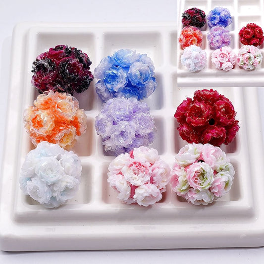 Color Changing Glitter Shiny Cute Flower Round Clay Beads, Around 22MM, Random Mix