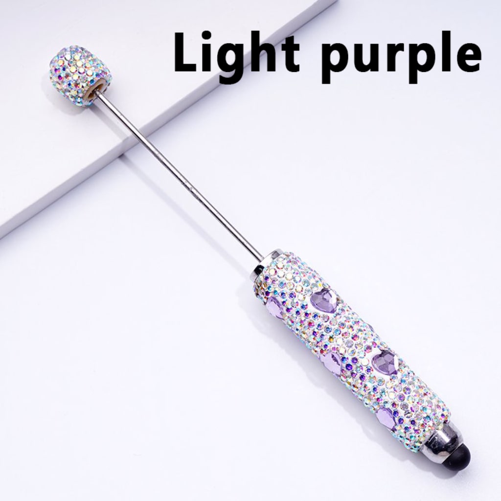 Beadable Clay Stylus Pens with Colorful Heart Rhinestones Mini AB Rhinestones Covered the Entire Pen