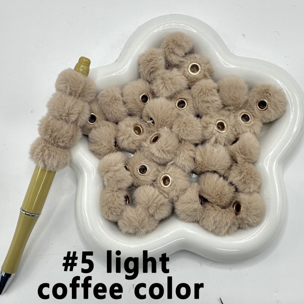 Pom Pom Fluffy Hard Beads and in Solid Colors