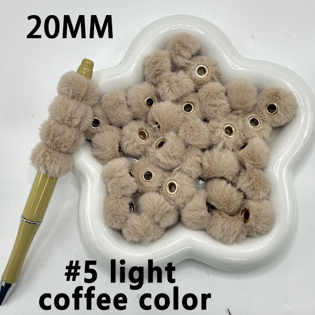 Pom Pom Fluffy Hard Beads and in Solid Colors, 20MM