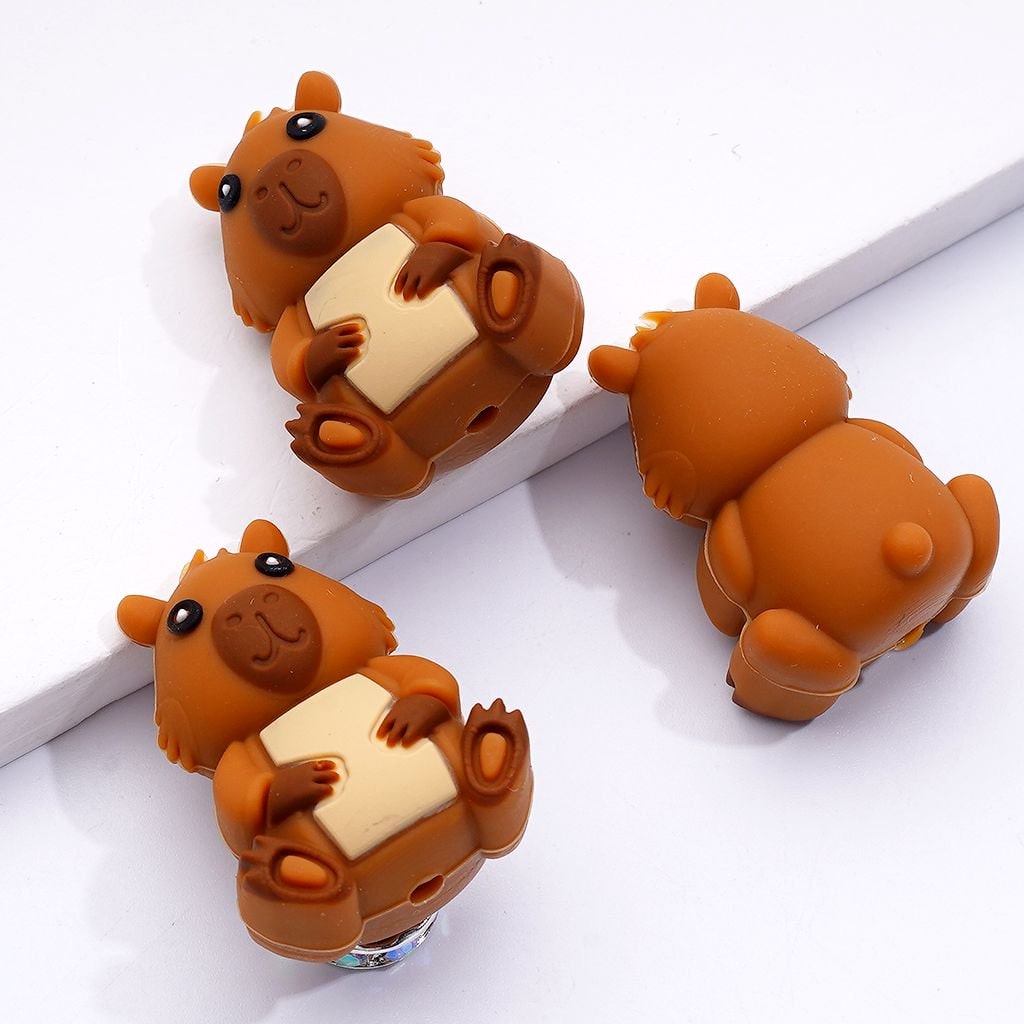 3D Little Cute Capybara Animal Silicone Focal Beads