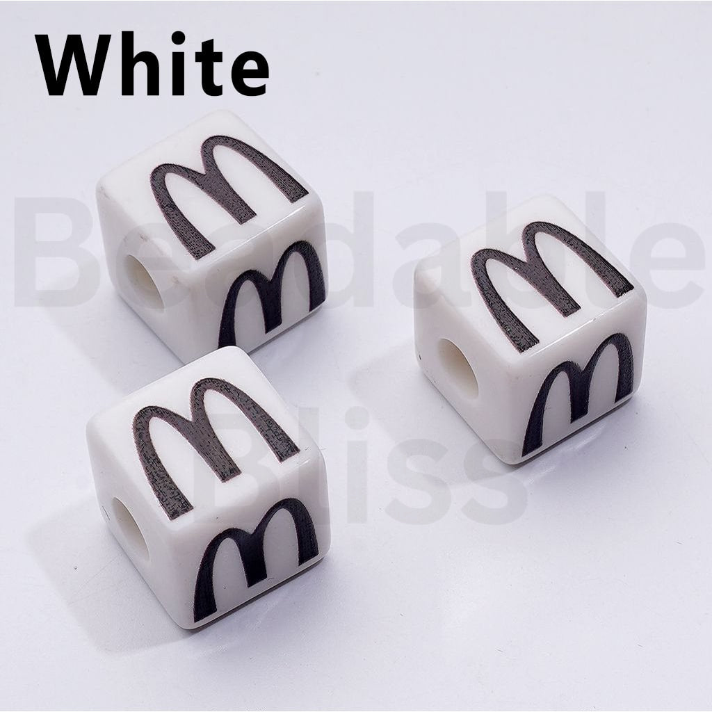 Cute Multi-Color McDonal Series Square Cube Acrylic Beads, Around 16MM