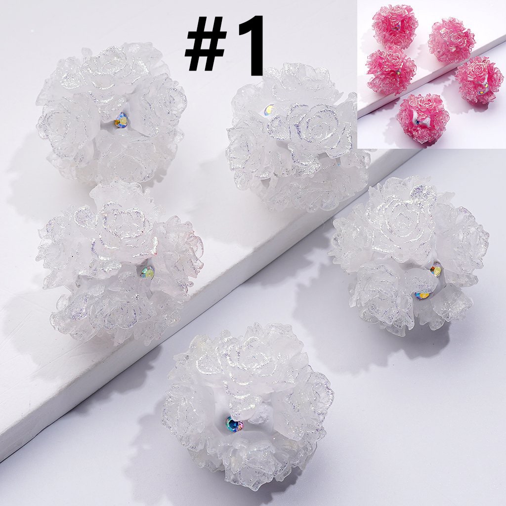 Color Changing Cute Glitter Soft Flowers AB Rhinestones Round Clay Beads, Around 24MM