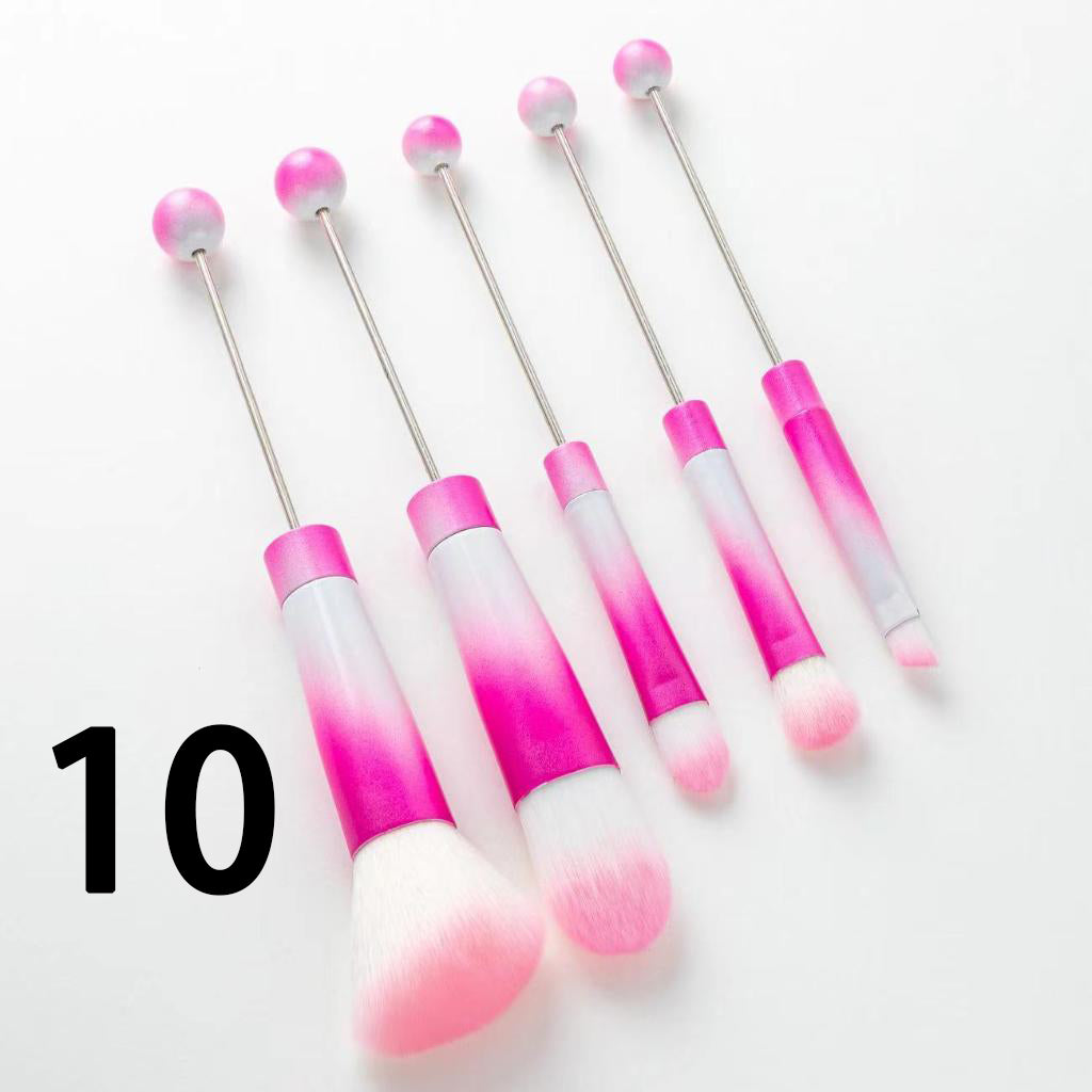 Beadable Makeup Brushes, Beaded Make Up Brush Solid And Ombre Color (1 Set = 5 pieces)