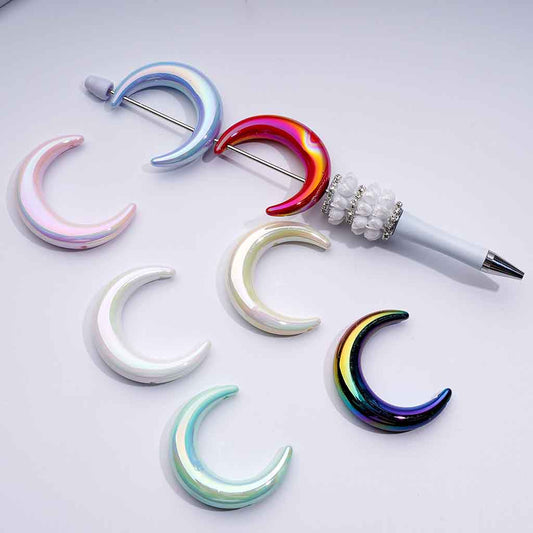 Moon Acrylic Beads, Pastel Color,  Glow in the Dark Luminous, 40mm by 46mm, JD,  Please Read the Description