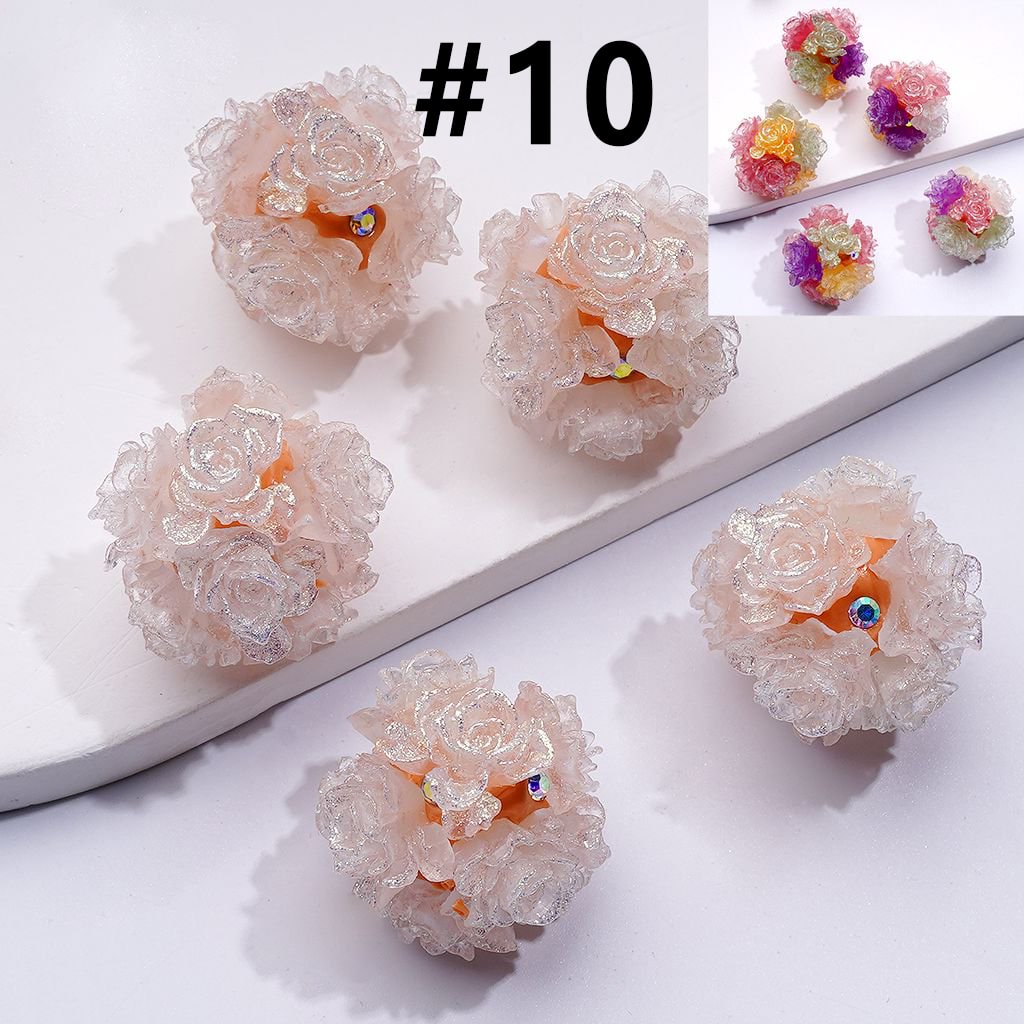 Color Changing Cute Glitter Soft Flowers AB Rhinestones Round Clay Beads, Around 24MM