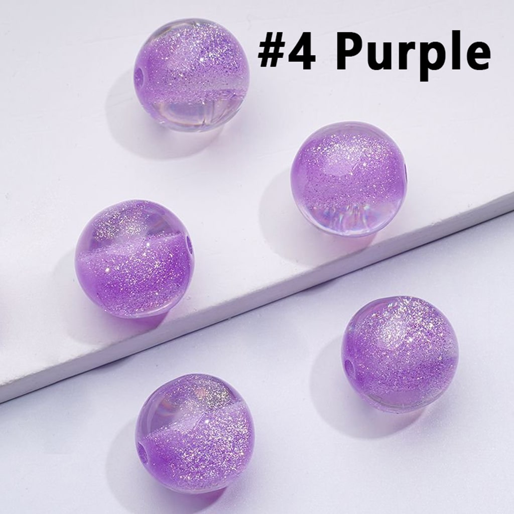 Shiny Glittery Round Acrylic Beads, 16MM