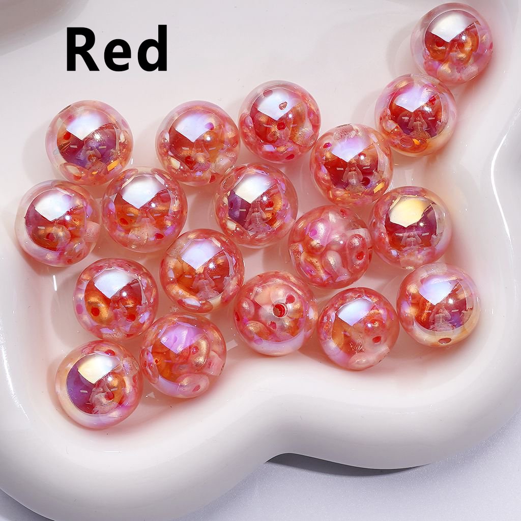 UV Coating Glossy Clear Round Acrylic Beads Mini Colorful Peanuts Beads Inside, 16MM (The Material is Resin)