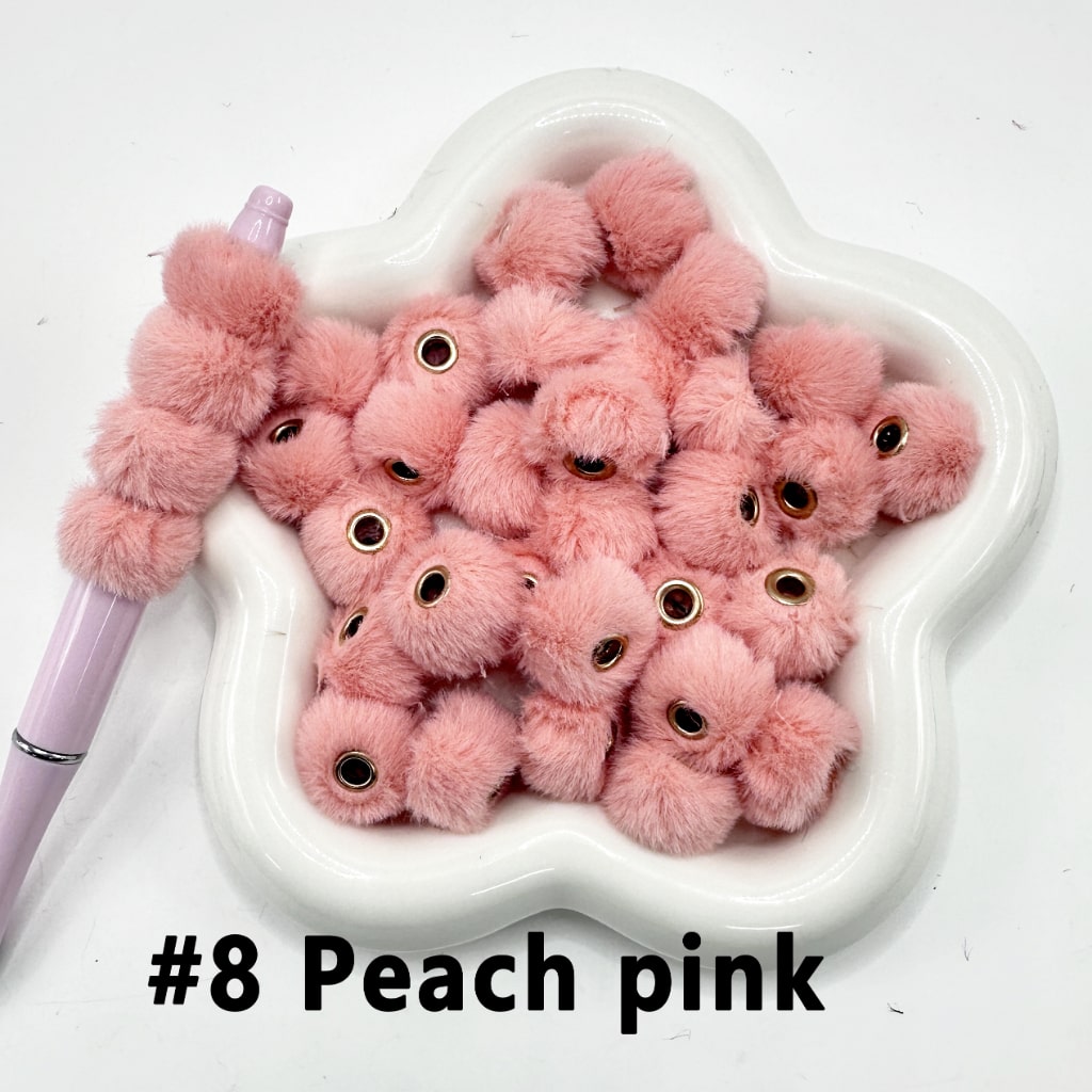Pom Pom Fluffy Hard Beads and in Solid Colors