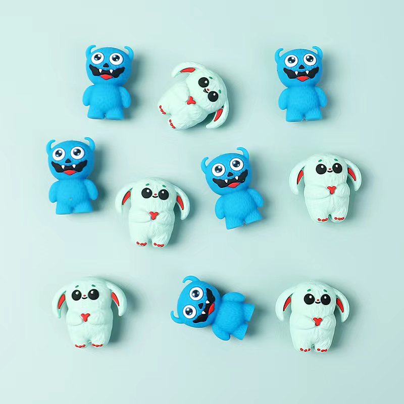 Silicone Focal Beads 3D Cute Smiling Monster Toy Series with Big Eyes