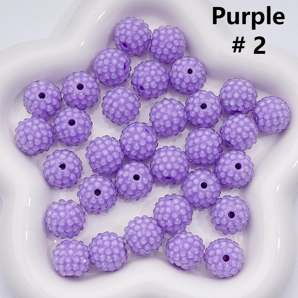 Clear Color Rhinestones Waxberry Ball Round Acrylic Beads, 16MM