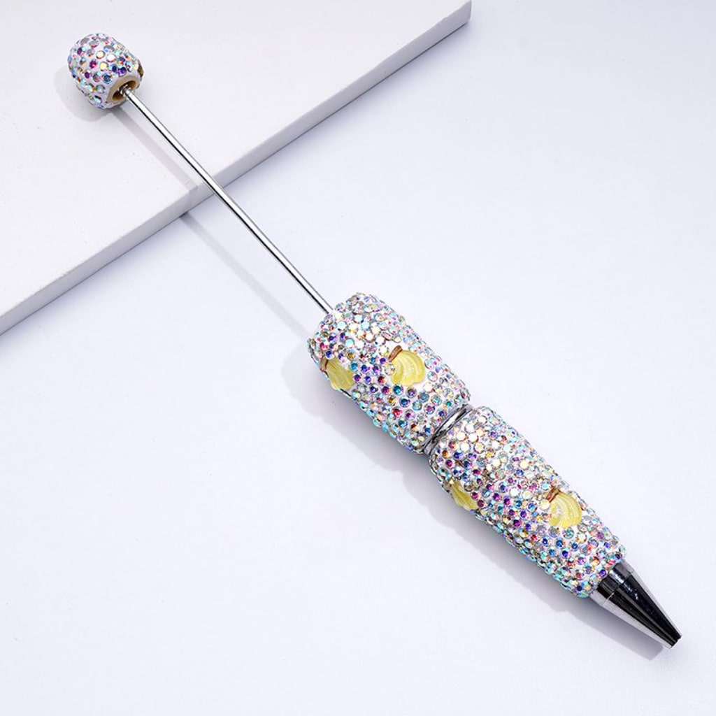 Beadable Clay Pens with Yummy Yellow Banana Mini AB Rhinestones Covered the Entire Pen