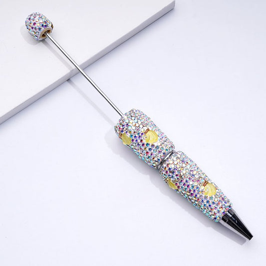 Beadable Clay Pens with Yummy Yellow Banana Mini AB Rhinestones Covered the Entire Pen