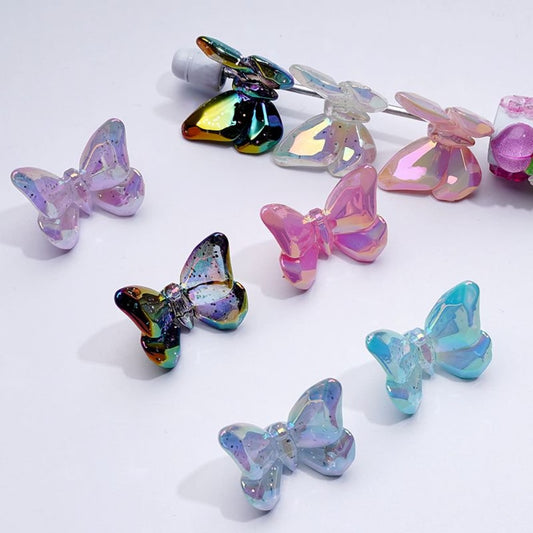 UV Coating Multi-Color Dazzling Butterfly Acrylic Beads, Around 24*20MM