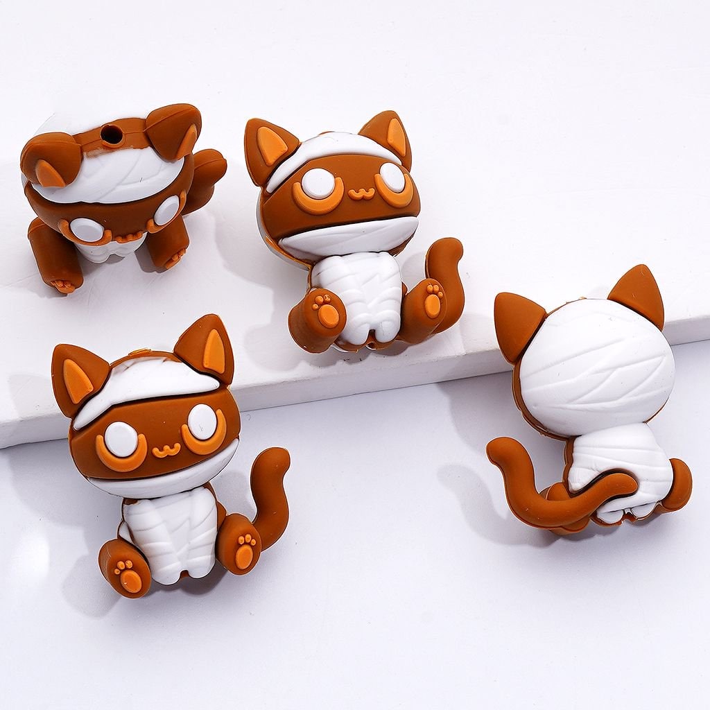 3D Little Cute Kitten Cat Silicone Focal Beads