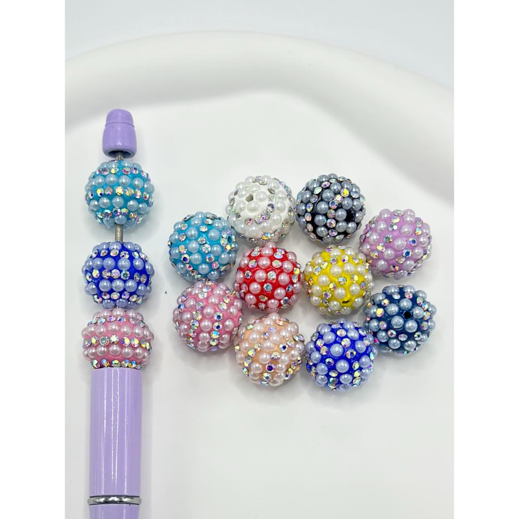 Clay Beads with Pearl & Rhinestones, 16mm, ZY