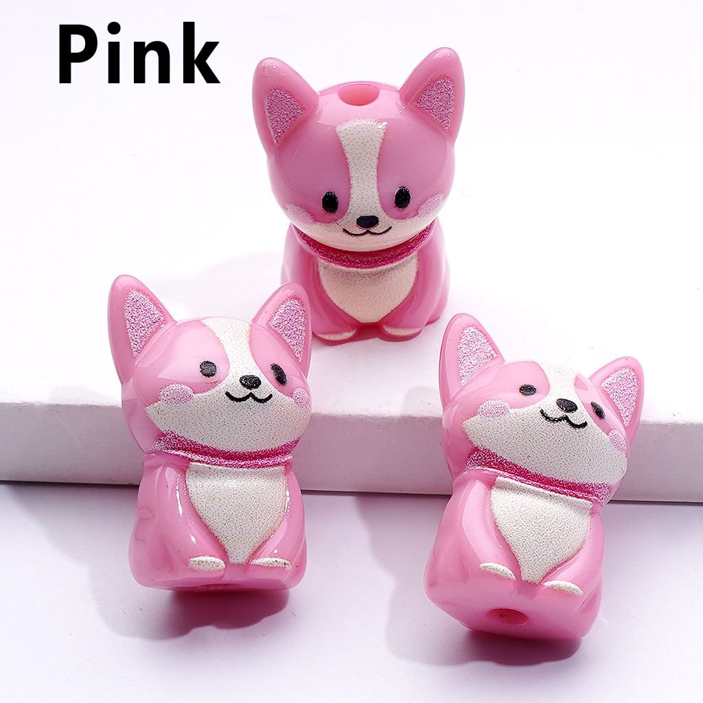 Little Cute Puppy Dog Acrylic Beads in Solid Color, Around 23*12MM