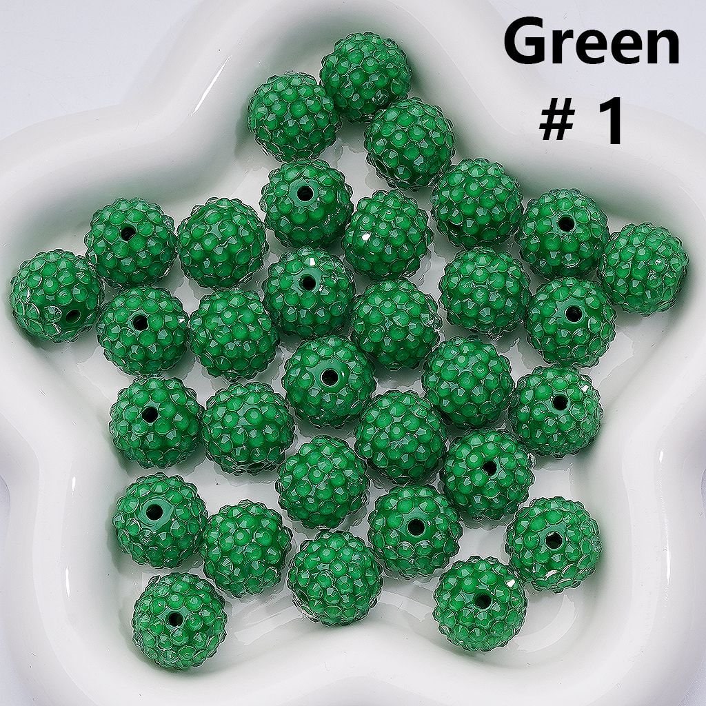Clear Color Rhinestones Waxberry Ball Round Acrylic Beads, 16MM