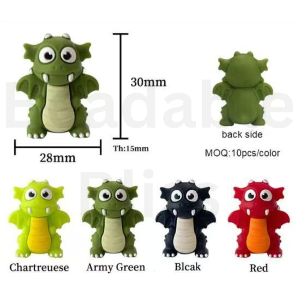 3D Multi-Color Cute Dragons Monsters Silicone Focal Beads